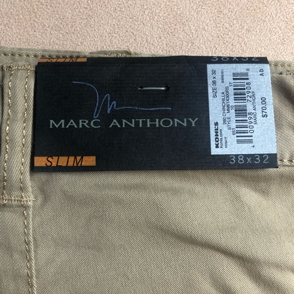 Marc Anthony Slim Khaki Slack Dress Pants 38x32 - Picture 2 of 6